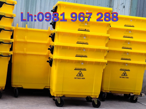 Thùng rác 660 lít màu vàng.jpg